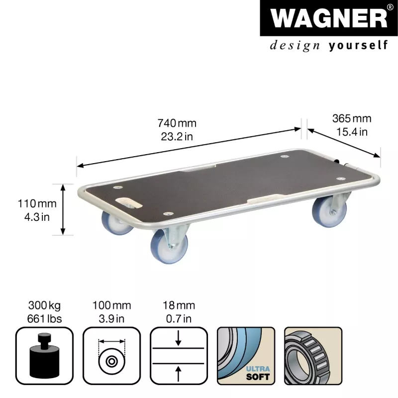 Wagner design yourself transportný vozík MM 1345 hnedý 36,5 x 74,0 x 14,5 cm do 300 kg (20134501)