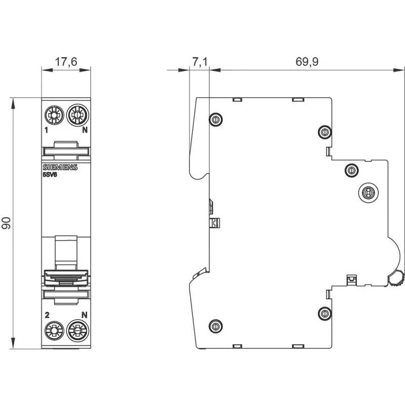 Siemens SENTRON 5SV6016-7GV16 AFDD/MCB 6kA C16 1P+N 1TE (balenie 12 ks)