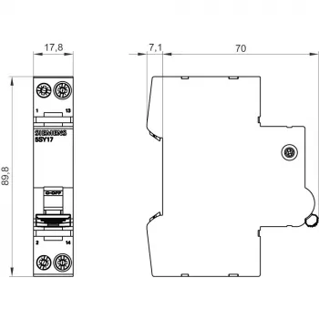 Siemens 5SY17042 istič 1P Z 4A 10kA s pomocným spínačom 1NO