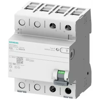 SIEMENS 5SV33224 prúdový chránič, typ B, 25 A, 30 mA, 230 V, 1+N, 4 TE, krátkodobo oneskorený