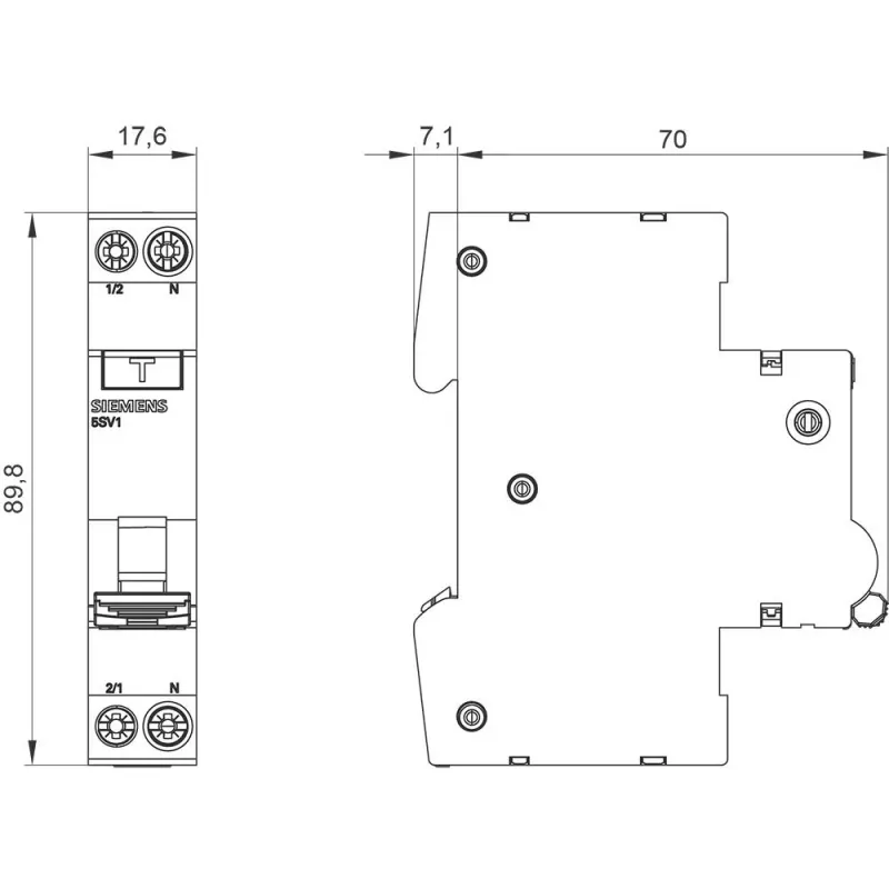 Siemens 5SV1316-7KK06 RCBO, 1P+N, 6 A, charakteristika C, 30 mA, typ A, 6 kA