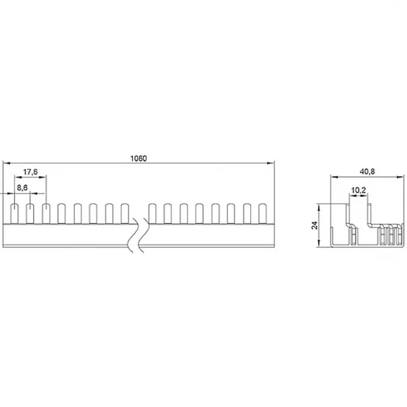 SIEMENS 5ST37730 kolíková zbernica 10mm² 3P+N 1000mm