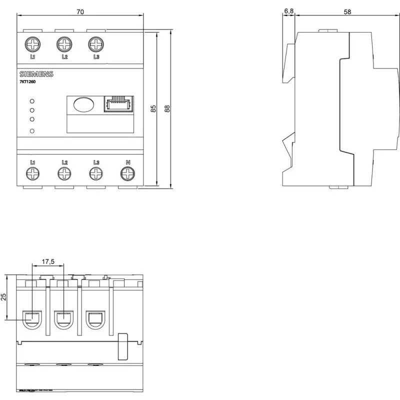 Siemens 7KT1260 Digitálne spínacie hodiny, 1-kanálové, denný/týždenný program, DIN lišta, 230 V AC