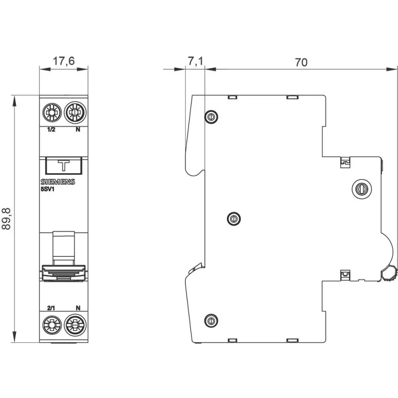 Siemens 5SV16166KK16 RCBO, 1P+N, 16 A, 30 mA, typ A, charakteristika C, 6 kA