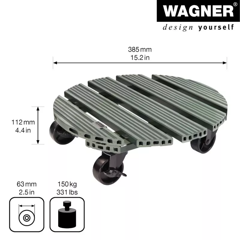 WAGNER design yourself Podstavec na rastliny GH0558 plast, Ø 38,5 cm tmavozelený okrúhly, 1 ks 20055801