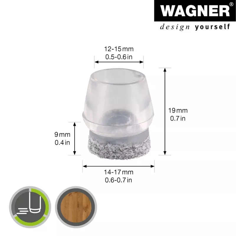 Wagner design yourself EH 0555 Koncovky na nohy stoličiek plast Ø 14-17 mm 4 ks (15055599)