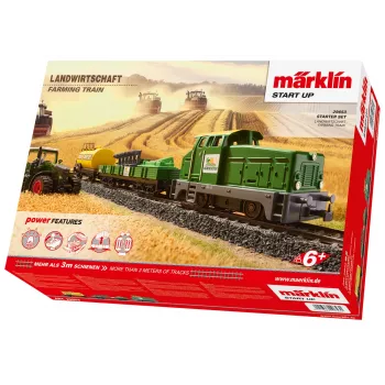 Märklin 29653 H0 Štartovacia sada Poľnohospodárstvo - Digitálna parná lokomotíva BR 81 s mfx+ zvukom, Mobile Station 3, C koľajnica ovál, vozeň s traktorom a balíkmi sena