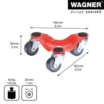 Wagner design yourself transportná kladka MM 1193 červená 160 x 160 x 60 mm, nosnosť 60 kg, 4 otočné kladky (20119301)