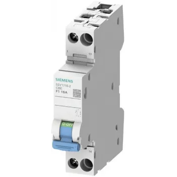 Siemens 5SY1710-2 1-pólový 1A Z-charakteristika MCB s integrovaným pomocným spínačom