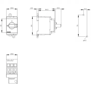 Siemens 3LD30300TK13 hlavný vypínač / odpojovač záťaže, 3-pólový, 16 A, 7,5 kW, červený/žltý