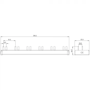 SIEMENS 5ST36760 kolíková zbernica 10mm² 1P+N 12 modulov, 6 AFDD + 6 komponentov