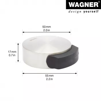 Wagner Design Yourself EH 5111 podlahová zarážka dverí, zinok tlakový odliatok s gumeným krúžkom, saténový nikel, 50 mm priemer (15511111)