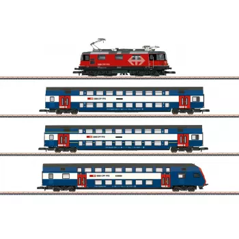 Märklin 81195 Z mierka vlaková súprava - Zürich S-Bahn SBB elektrická lokomotíva a dvojposchodové vozne