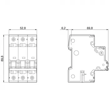 Siemens 5SY4335-7 3-pólový istič, charakteristika C, 35 A, 400 V AC, 6 kA, DIN lišta