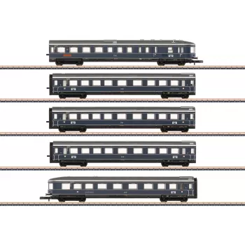 Märklin 087615 Z koľaj súprava vozňov 'Blauer Enzian' DB, MHI (3-dielna súprava osobného vlaku)
