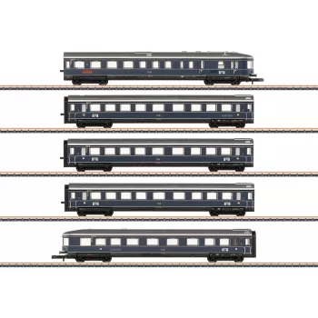 Märklin 087615 Z koľaj súprava vozňov 'Blauer Enzian' DB, MHI (3-dielna súprava osobného vlaku)