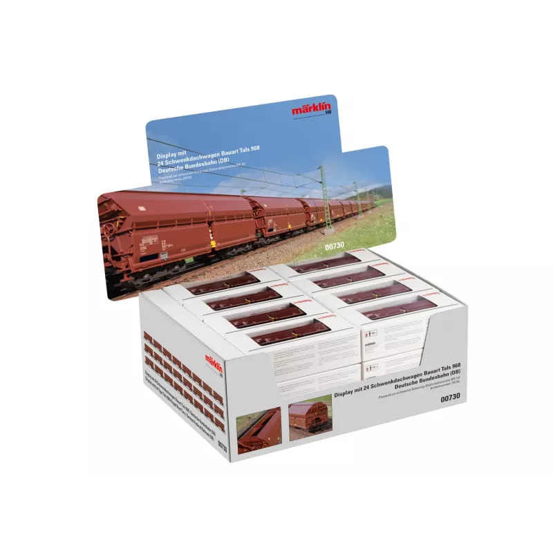 Märklin 000730 H0 24-dielna súprava vagónov s posuvnou strechou Tals 968 DB epocha IV AC