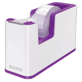 LEITZ WOW Duo Colour stolový odvíjač pásky, fialová/biela, zaťažená základňa, kovová čepeľ, vrátane lepiacej pásky 5364-10-62
