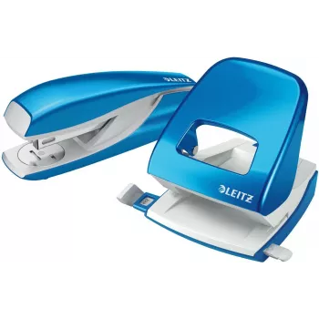 LEITZ Nexxt WOW súprava zošívačky a dierovačky, Metallic Blue 5095-10-36