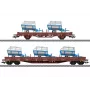 Märklin 46407 sada nákladných vozňov s rungami DB AG, epocha VI (2 vozne, náklad dreva, H0)