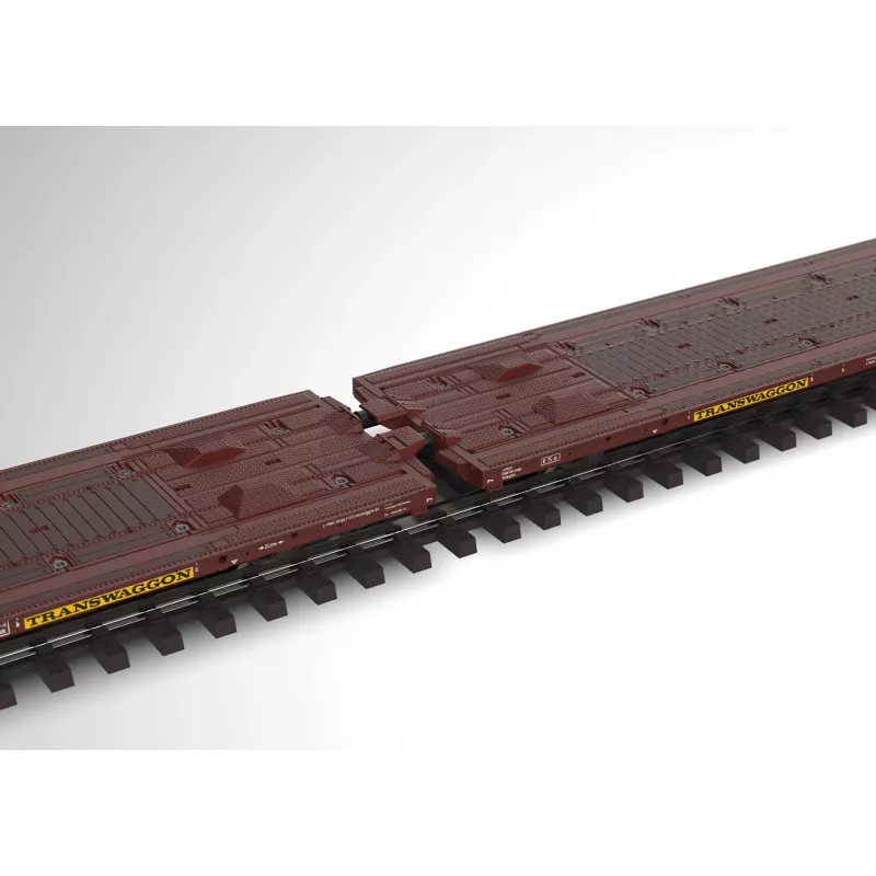 Märklin 47430 H0 dvojica plošinových vozňov Laads 800B spoločnosti Transwaggon GmbH