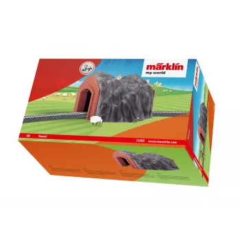 Märklin H0 jednokoľajový tunel s detailným kamenným oblúkovým portálom, sivá a oranžová 72202