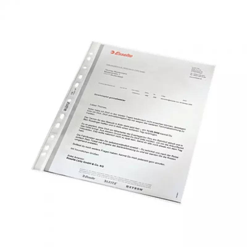 LEITZ 47960000 A4 zakladač s dierami, polypropylén 0,07 mm, transparentný, balenie 100 ks