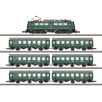 Märklin 81304 Z štartovacia súprava – DB Intercity Express vlak (BR 103 elektrický rušeň, 2 osobné vozne, ovál koľají, napájací zdroj)