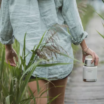 THERMOS ICON termo nádoba béžová 0,47 L izolovaná nádoba z nehrdzavejúcej ocele s vyklápacou lyžicou 4120323047