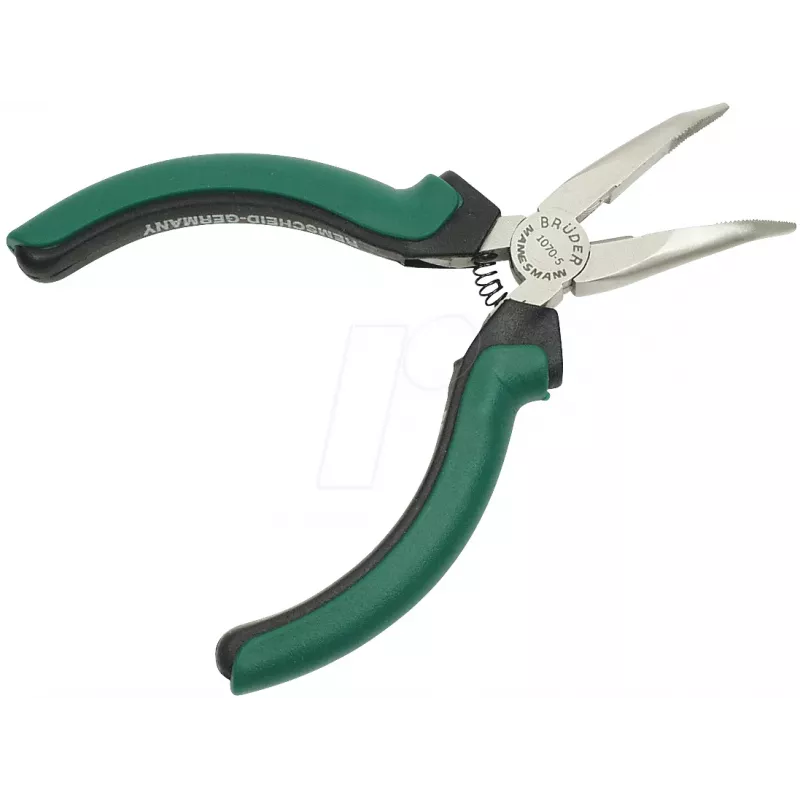BRÜDER MANNESMANN GREEN LINE elektronické zahnuté špicaté kliešte 125 mm, nástrojová oceľ, zelená/strieborná/čierna M 1070-5