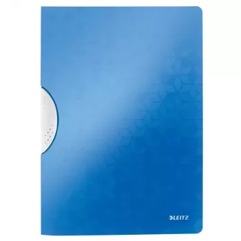 LEITZ WOW ColorClip A4 zvierací zakladač, metalicky modrý s 3D reliéfnym povrchom, svetlosivý vnútorný diel, kapacita 30 listov 4185-00-36
