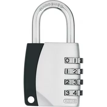 ABUS 155/40 kombinovaný visací zámok 4-miestny nastaviteľný, hliníkové telo, kalené strmeň, strieborný ABVS30890