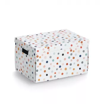 Zeller Dots úložná krabica biela s bodkami 25 x 35 x 20 cm 14475