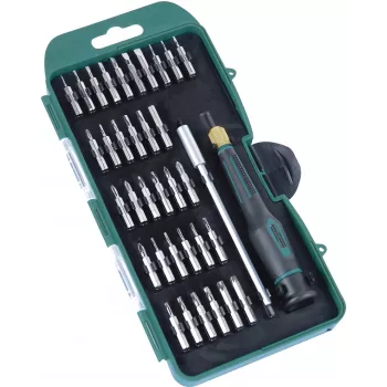 BRÜDER MANNESMANN precízna sada bitov, 36-dielna, 4mm šesťhranný pohon, ploché, Phillips, Torx, imbus, Pentalobe, Tri-Wing, Spanner, štvorec, Pozidriv, s 2-zložkovou rukoväťou 29890