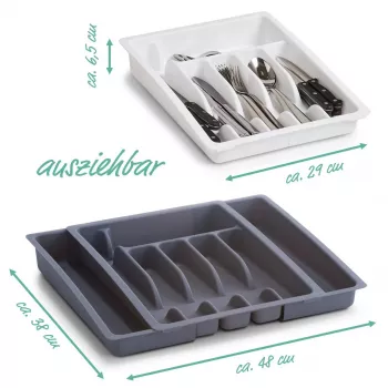 Zeller 24887 priehradka na príbor, plast, sivá