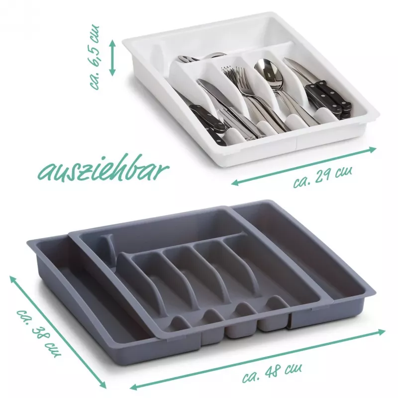 Zeller 24887 Zásobník na príbory, plast, sivý