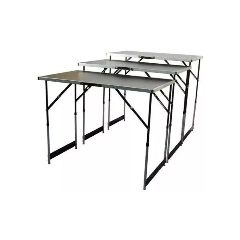 BRÜDER MANNESMANN M70113 sada multifunkčného skladacieho stola, 3-dielna, MDF E1 doska stola 2,7 mm, hliníkový rám, strieborná/sivá