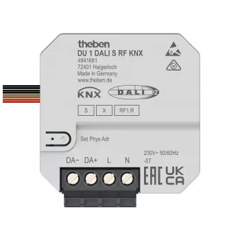 Theben DU 1 DALI S RF KNX UP podomietkový KNX RF DALI aktor, 1 kanál, Broadcast 4941681