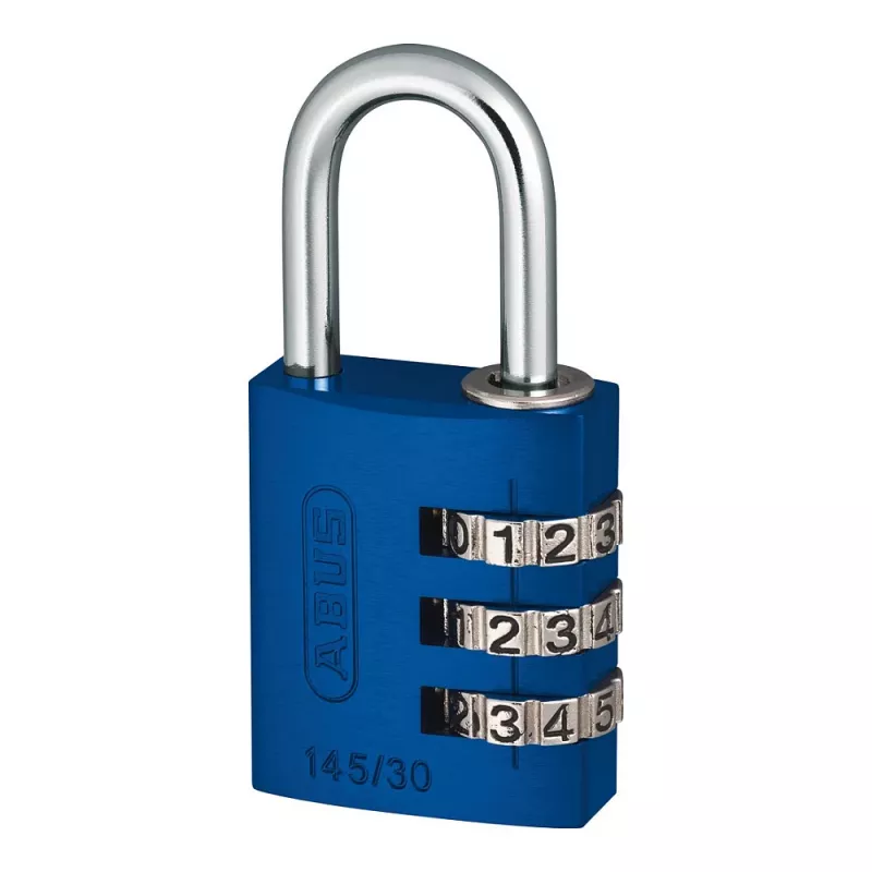 ABUS 145/30 Hliníkový kombinačný zámok, 3-miestny, modrý