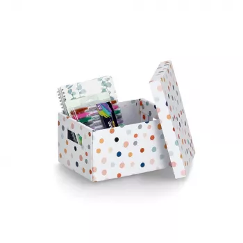 Zeller Dots organizačná krabica biela s bodkami 18,0 cm x 25,0 cm 14474