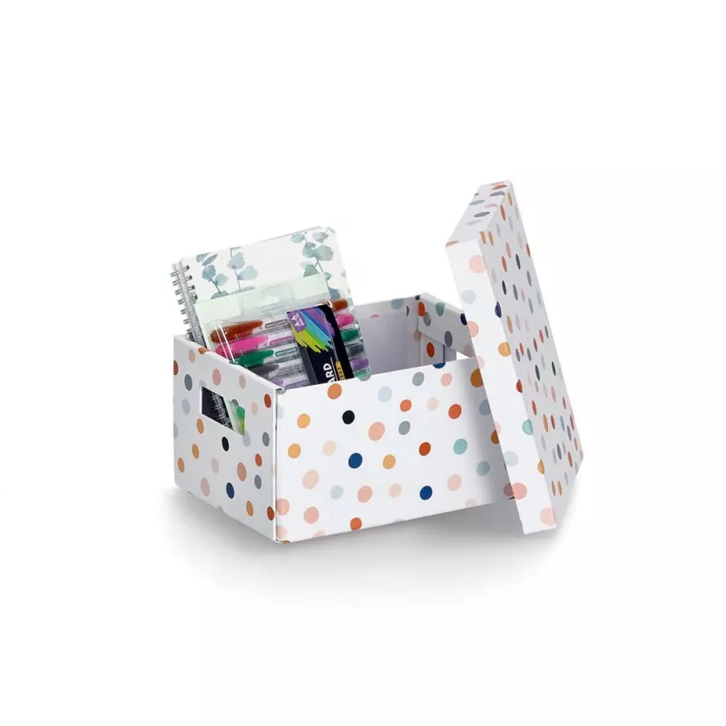 Zeller Dots organizačná krabica biela s bodkami 18,0 cm x 25,0 cm 14474