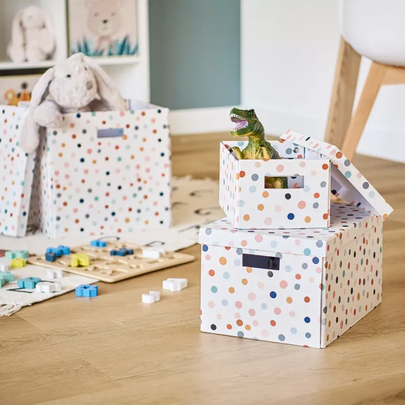 Zeller Dots organizačná krabica biela s bodkami 18,0 cm x 25,0 cm 14474