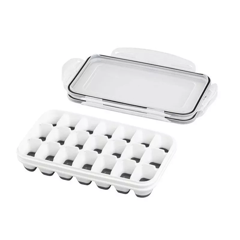 APS Box na ľadové kocky s viečkom, transparentný/sivý, sada 2 ks, polypropylén, vhodný do umývačky 36103