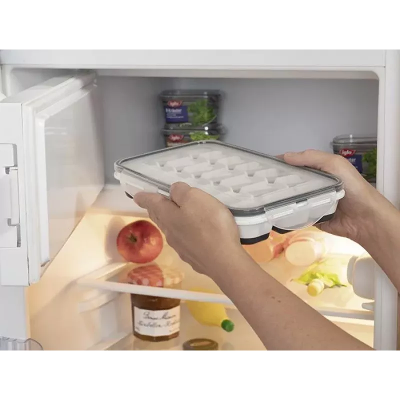 APS Box na ľadové kocky s viečkom, transparentný/sivý, sada 2 ks, polypropylén, vhodný do umývačky 36103