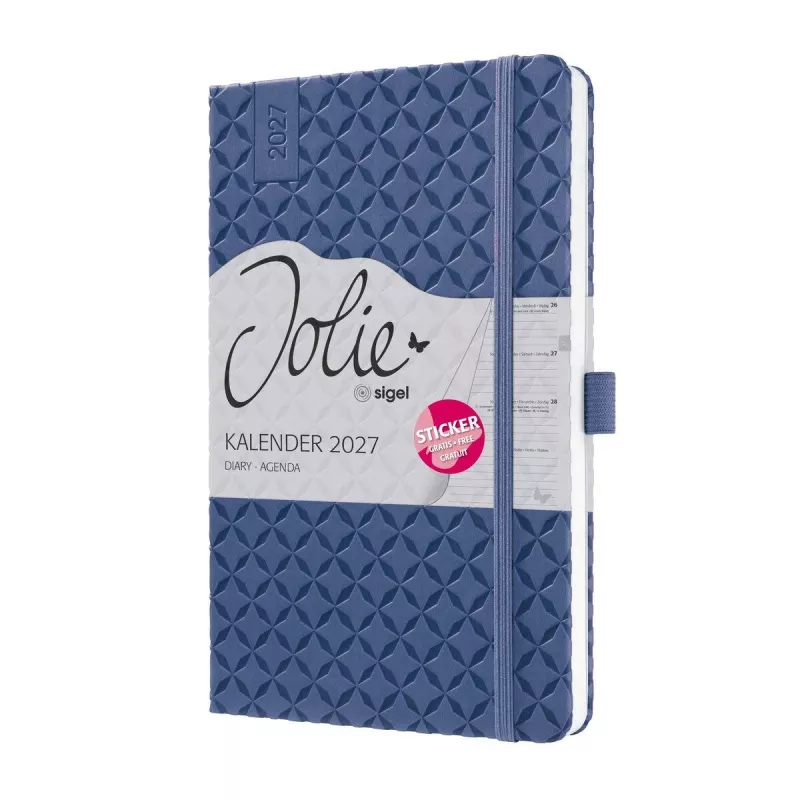 SIGEL Jolie 2027 diár A5 indigo modrý, týždenný kalendár, šitá väzba, soft-touch obal 7J101