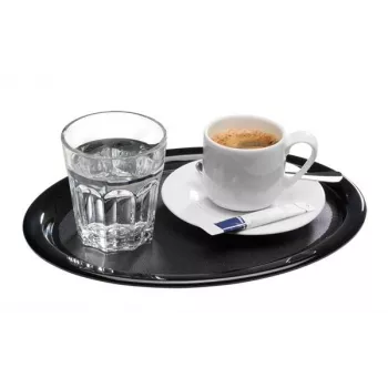 APS KAFFEEHAUS oválna melamínová servírovacia misa, čierna, zvinutý okraj, 260 x 200 x 15 mm 84251