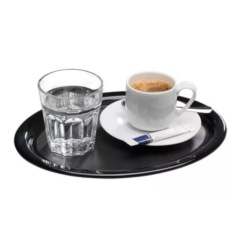 APS KAFFEEHAUS oválna melamínová servírovacia misa, čierna, zvinutý okraj, 260 x 200 x 15 mm 84251