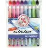 Schneider Slider Basic sada guľôčkových pier - 8 rôznych farieb, extra široký 1,4 mm hrot, Viscoglide technológia, ergonomická pogumovaná úchopová zóna, nerezový klip 151298