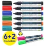 Schneider Maxx 290 fixka na bielu tabuľu a flipchart sada 8 ks rôzne farby, guľatý hrot 2,0-3,0 mm 129098