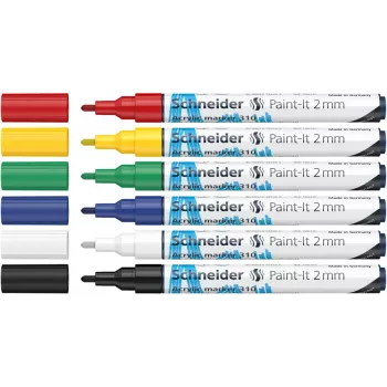Schneider Paint-It 310 V1 sada akrylových markerov, rôzne farby, 2,0 mm okrúhly hrot, 6 ks (120195)